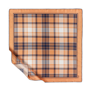 Salmon London Plaid Silk Twill Scarf - Thumbnail