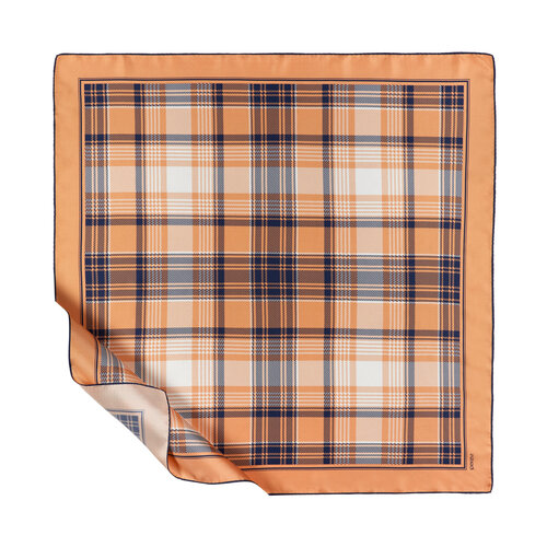 Salmon London Plaid Silk Twill Scarf