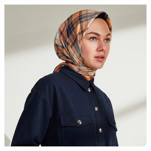 Salmon London Plaid Silk Twill Scarf