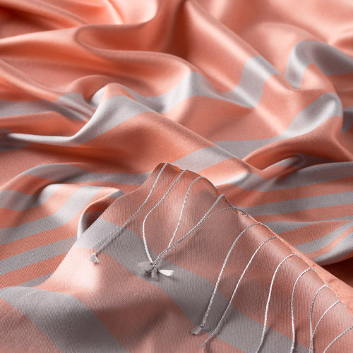 Salmon Meridian Striped Silk Scarf
