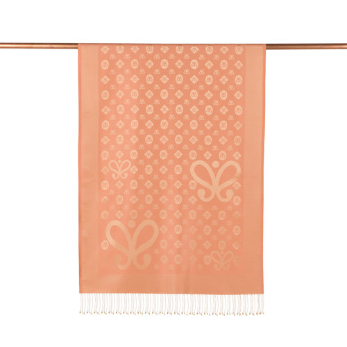 Salmon Monogram Print Silk Scarf