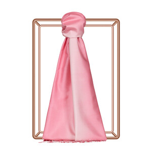 Salmon Plain Gradient Silk Scarf - Thumbnail