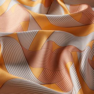 ipekevi - Salmon Ribbon Print Silk Twill Scarf (1)