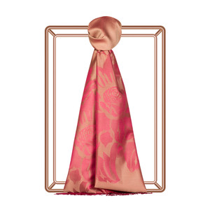 Salmon Royal Garden Jacquard Silk Scarf - Thumbnail