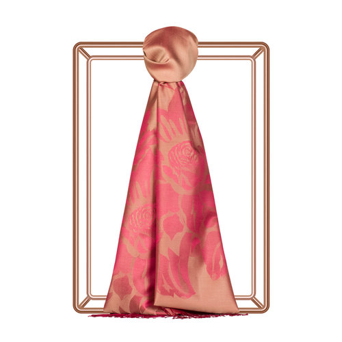 Salmon Royal Garden Jacquard Silk Scarf