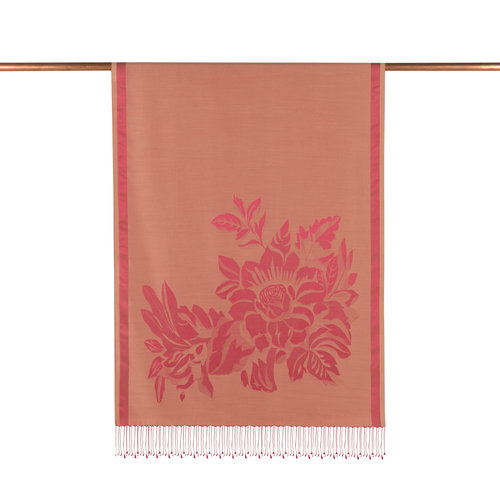 Salmon Royal Garden Jacquard Silk Scarf