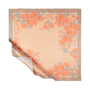 Salmon Sakura Monogram Silk Twill Scarf - Thumbnail