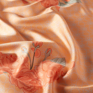 Salmon Sakura Monogram Silk Twill Scarf - Thumbnail