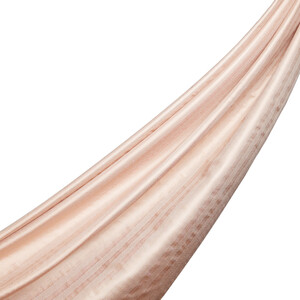Salmon Stripe Patterned Silk Shawl - Thumbnail