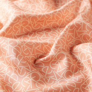 Salmon Typo Monogram Silk Twill Scarf - Thumbnail