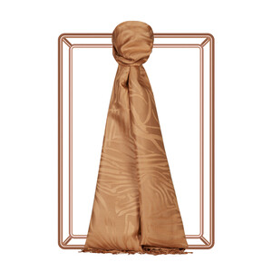 Salmon Zebra Jacquard Silk Scarf - Thumbnail