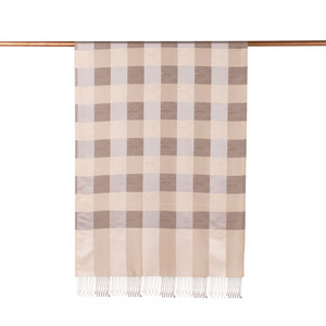 ipekevi - Sand Beige Buffalo Checked Silk Scarf (1)