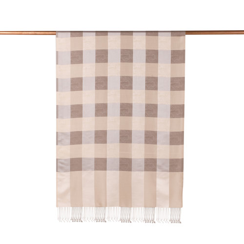 Sand Beige Buffalo Checked Silk Scarf