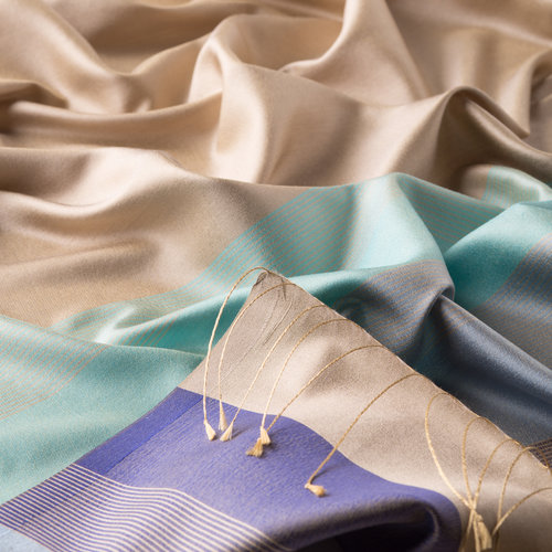Sand Beige Elitist Striped Silk Scarf