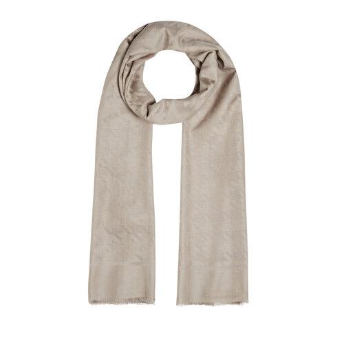Sand Beige Houndstooth Cotton Silk Scarf