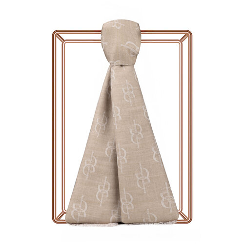 Sand Beige IE Monogram Wool Silk Scarf