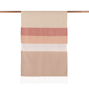 Sand Beige Kushak Striped Silk Scarf - Thumbnail