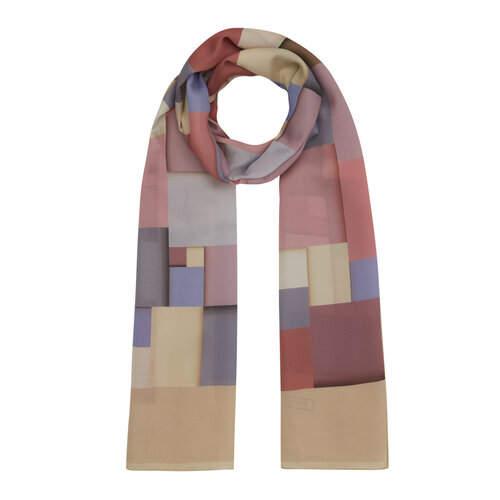 Sand Beige Lego Print Cotton Rayon Scarf