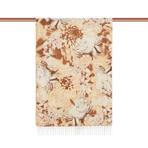 ipekevi - Sand Beige Melancholy Print Silk Scarf (1)