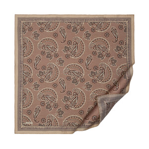 Sand Beige Mezopotamya Model 04 Print Tencel Scarf - Thumbnail