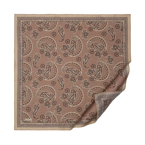 Sand Beige Mezopotamya Model 04 Print Tencel Scarf