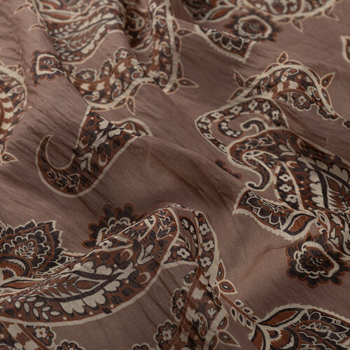 Sand Beige Mezopotamya Model 04 Print Tencel Scarf