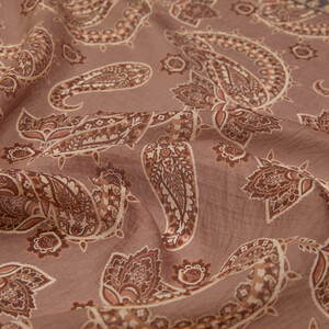 Sand Beige Mezopotamya Print Tencel Scarf - Thumbnail