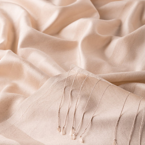 Sand Beige Mono Striped Silk Scarf