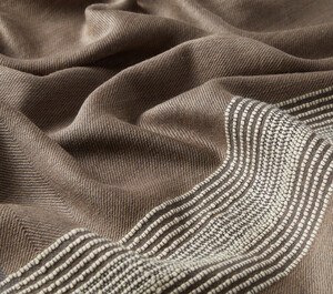 ipekevi - Sand Beige Multi Stripe Wool Silk Scarf (1)