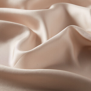 Sand Beige Plain Silk Twill Scarf - Thumbnail