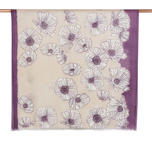 ipekevi - Sand Beige Poppy Print Wool Silk Shawl (1)