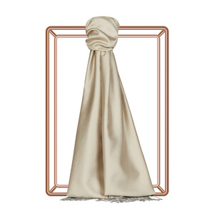 Sand Beige Reversible Silk Scarf - Thumbnail