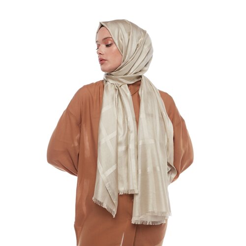 Sand Beige Satin Silk Scarf