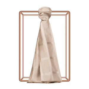 Sand Beige Satin Silk Scarf - Thumbnail