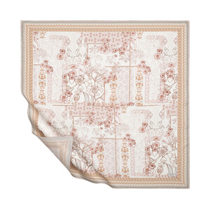 Sand Beige Summer Patchwork Twill Silk Scarf - Thumbnail