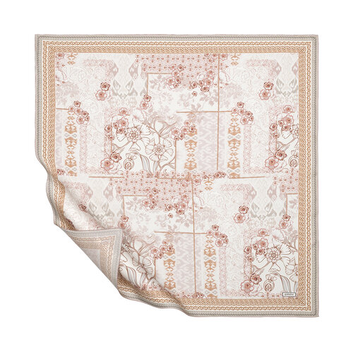 Sand Beige Summer Patchwork Twill Silk Scarf