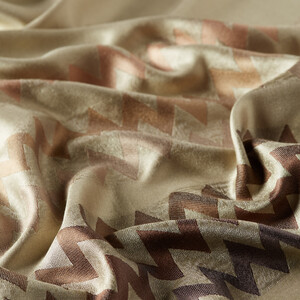 Sand Beige Zigzag Silk Scarf - Thumbnail