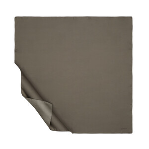 Sand Coffee Plain Silk Twill Scarf - Thumbnail