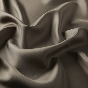 Sand Coffee Plain Silk Twill Scarf - Thumbnail