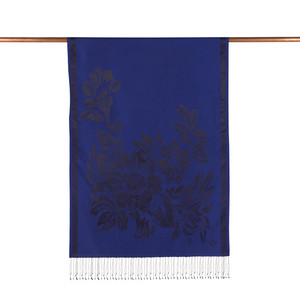 Sapphire Royal Garden Jacquard Silk Scarf - Thumbnail
