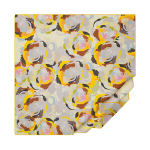 Sarı Duygusal Çiçekler Pamuk Eşarp - Thumbnail