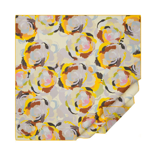 Sarı Duygusal Çiçekler Pamuk Eşarp