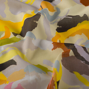 Sarı Duygusal Çiçekler Pamuk Eşarp - Thumbnail