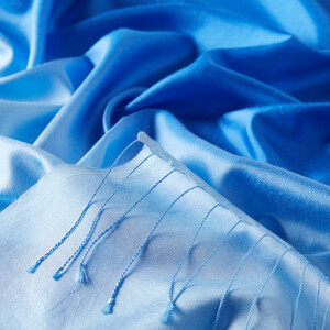 Sax Baby Blue Gradient Silk Scarf - Thumbnail