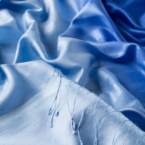 Sax Baby Blue Mono Striped Gradient Silk Scarf
