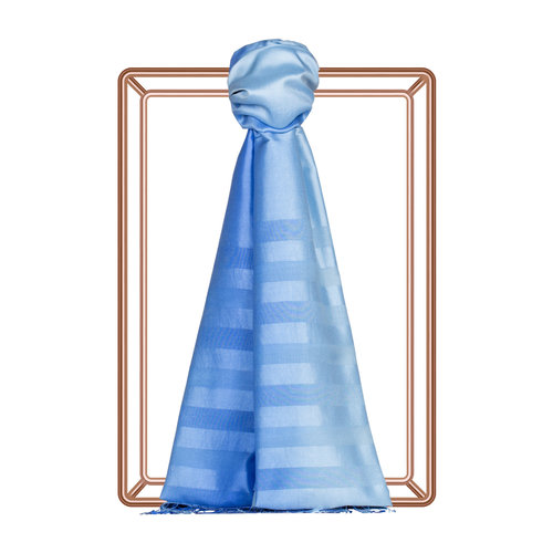 Sax Baby Blue Mono Striped Gradient Silk Scarf