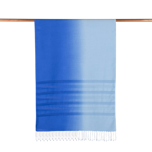 Sax Baby Blue Mono Striped Gradient Silk Scarf