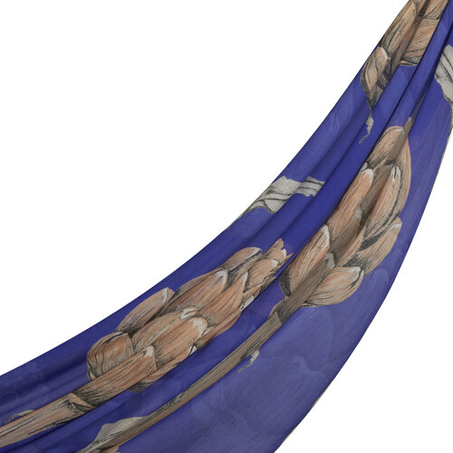 Sax Blue Artichoke Blossom Cotton Scarf