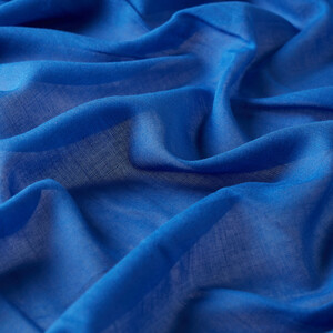 Sax Blue Bordered Modal Silk Scarf - Thumbnail