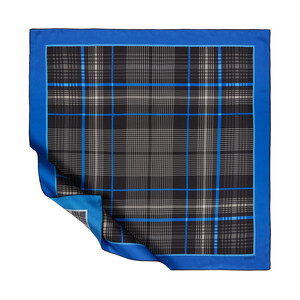 Sax Blue Castle Plaid Silk Twill Scarf - Thumbnail